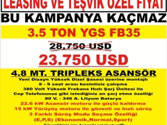 BU FIRSAT KAÇMAZ...YGS 3.5 TON 4.8 TRIPLEKS-LİTYUM SERİSİ-2025..