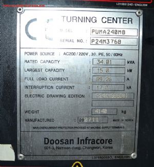 Satılık 2. El Doosan Puma 240MB CNC Torna (C Eksenli)