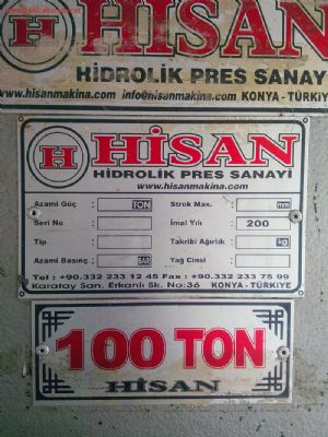 100 Ton Hisan Kauçuk Press