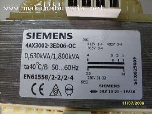0,630 kVA / 1,800kVa  Siemens Kumanda Trafosu