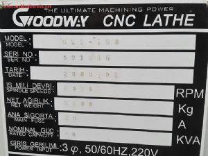 Satılık 2. El Goodway GLS-150 CNC Torna Tezgahı