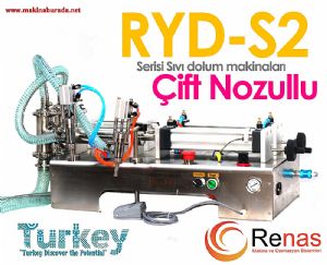 RYD-S2 1500 Yarı Otomatik Çift Nozullu  Sıvı Dolum Makinası 200-1500 ml